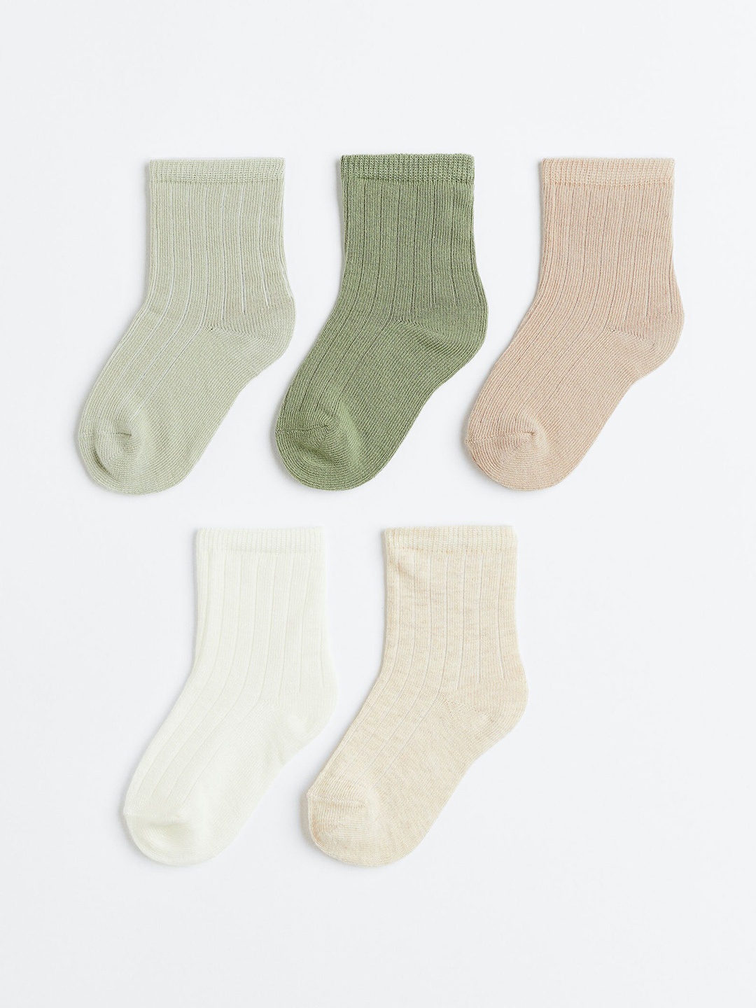 

H&M Infant Boys 5-Pack Textured-Knit Socks, Beige