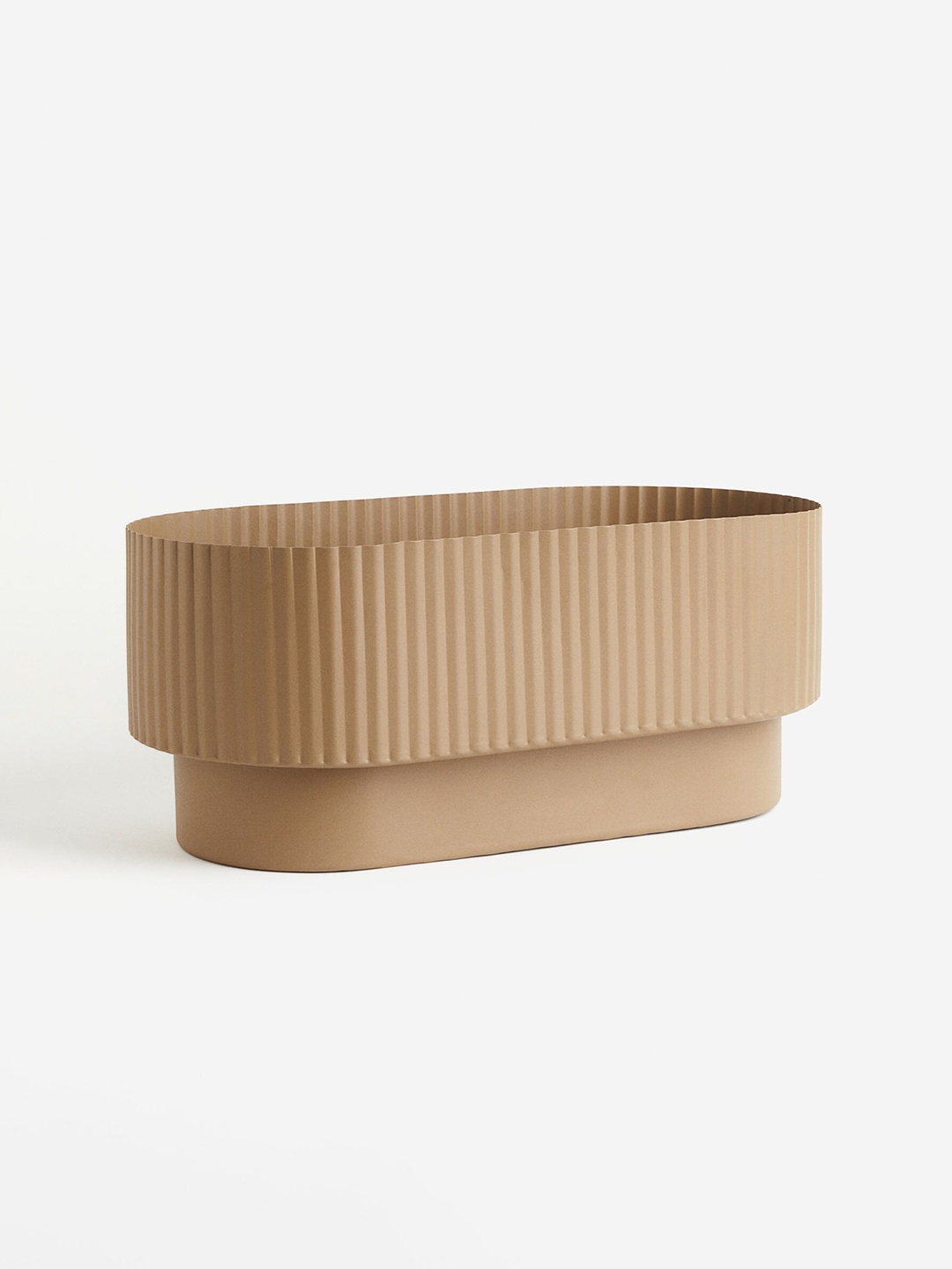 

H&M Beige Oval Plant Pot In Metal