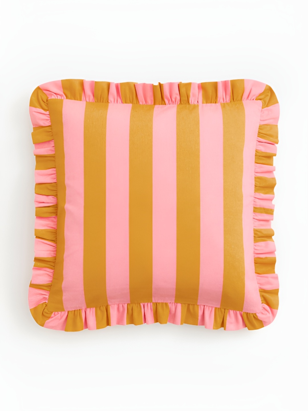 

H&M Pink Pure Cotton Frill-Trimmed Cushion Cover