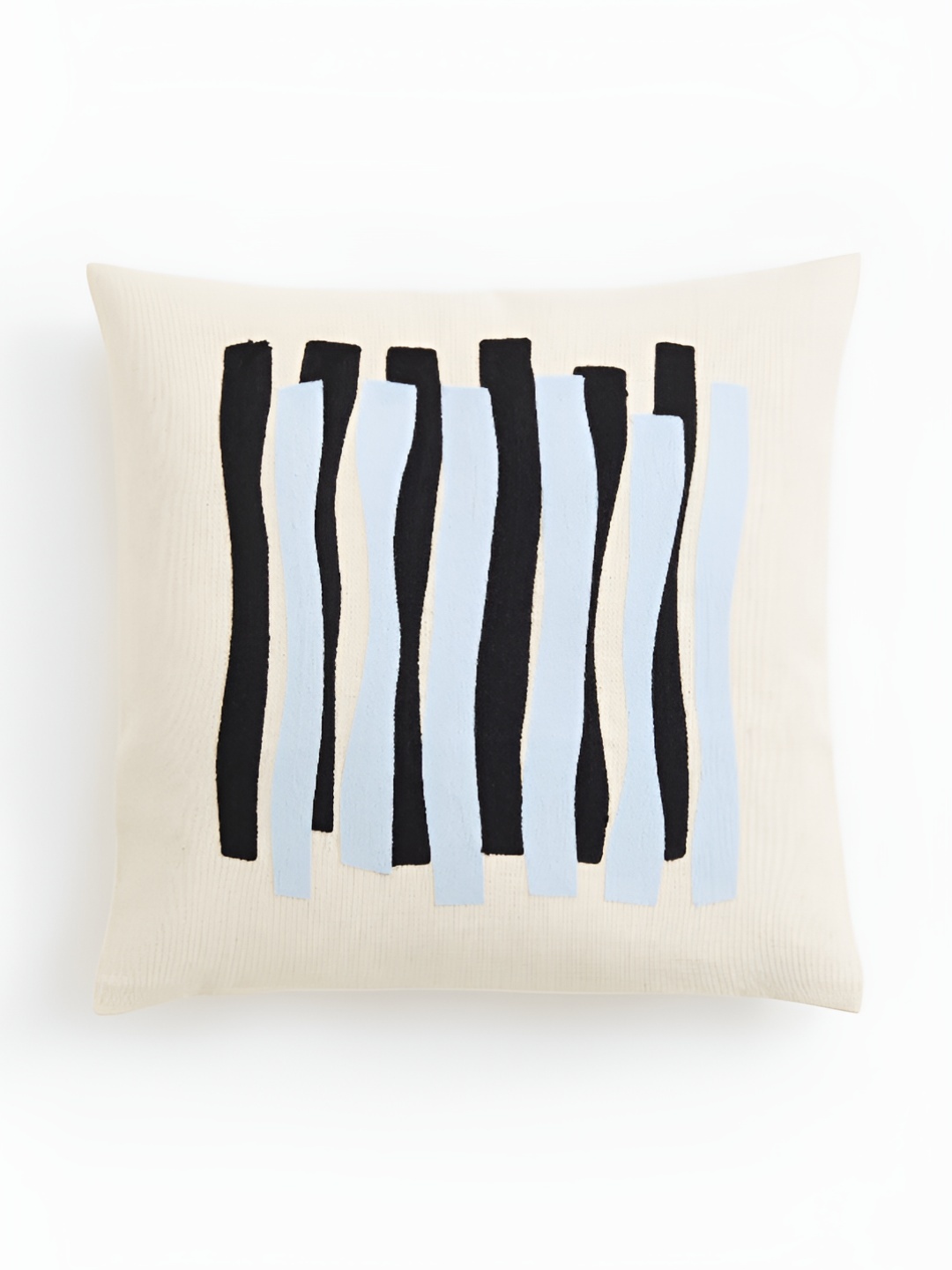 

H&M Off White & Blue Pure Cotton Embroidered Cushion Cover