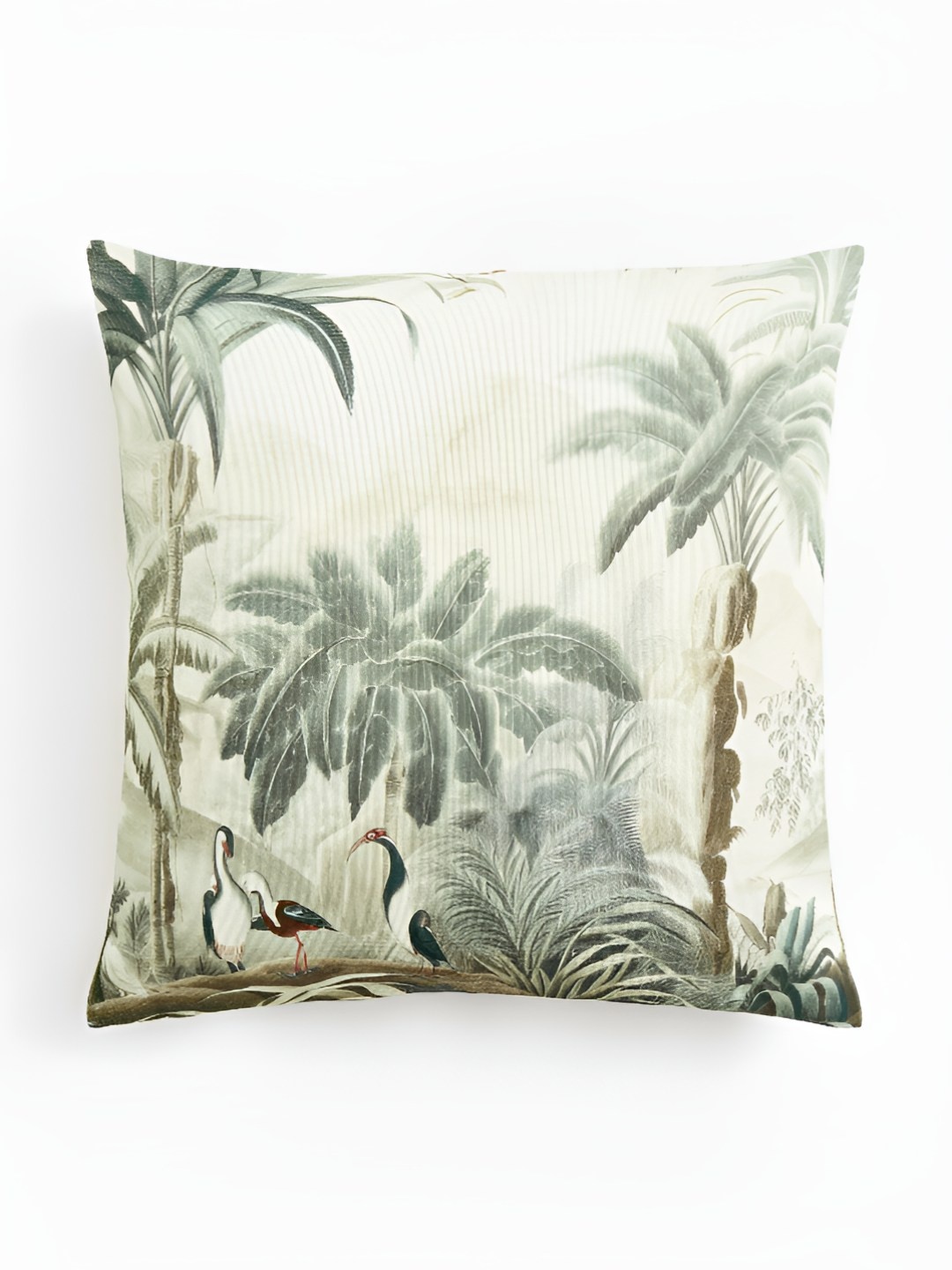 

H&M Off White & Green Patterned Cotton Cushion Cover