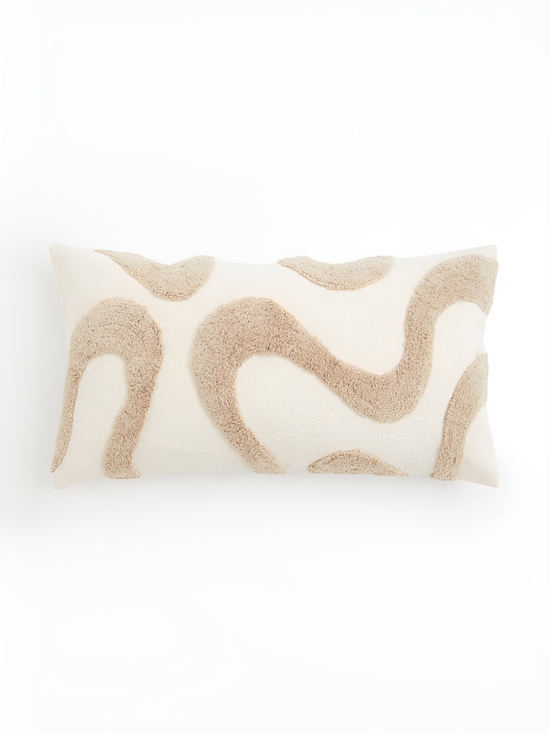 

H&M Beige & White Patterned Cotton Cushion Cover