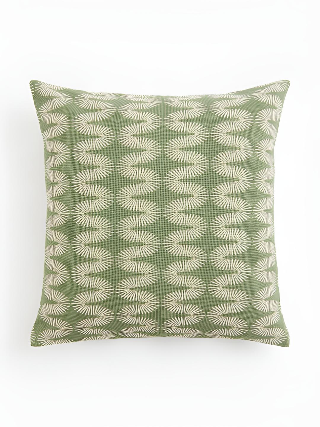 

H&M Green Patterned Cotton Cushion Cover