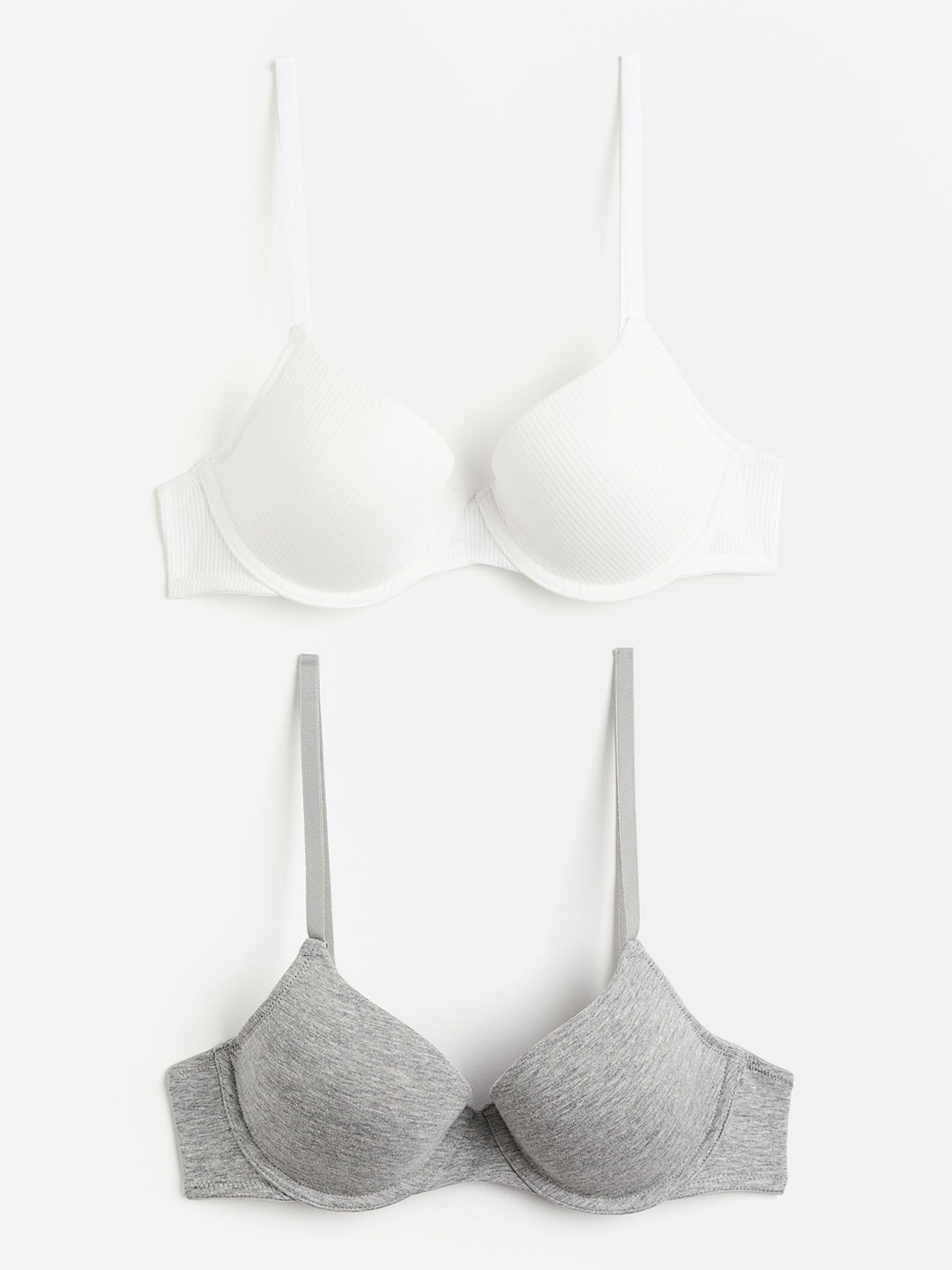 

H&M Women 2-Pack Padded Cotton T-shirt Bras, Grey