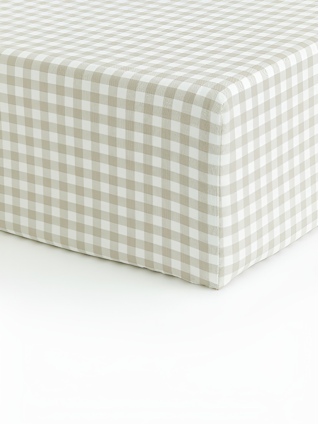 

H&M Beige Pure Cotton Gingham-Checked Fitted Sheet