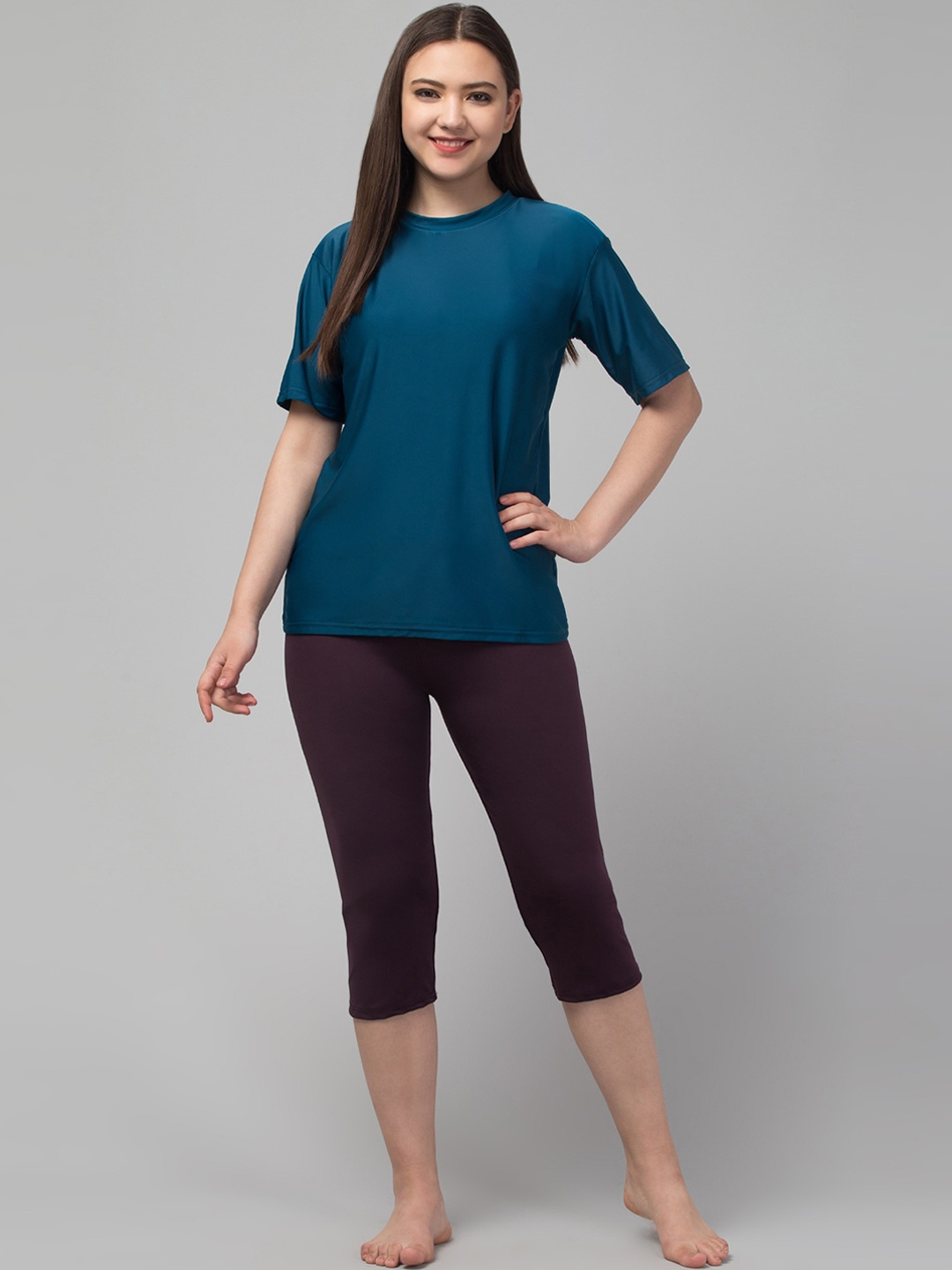

A-Okay Swimwear Cover up T-Shirt With Capri, Green