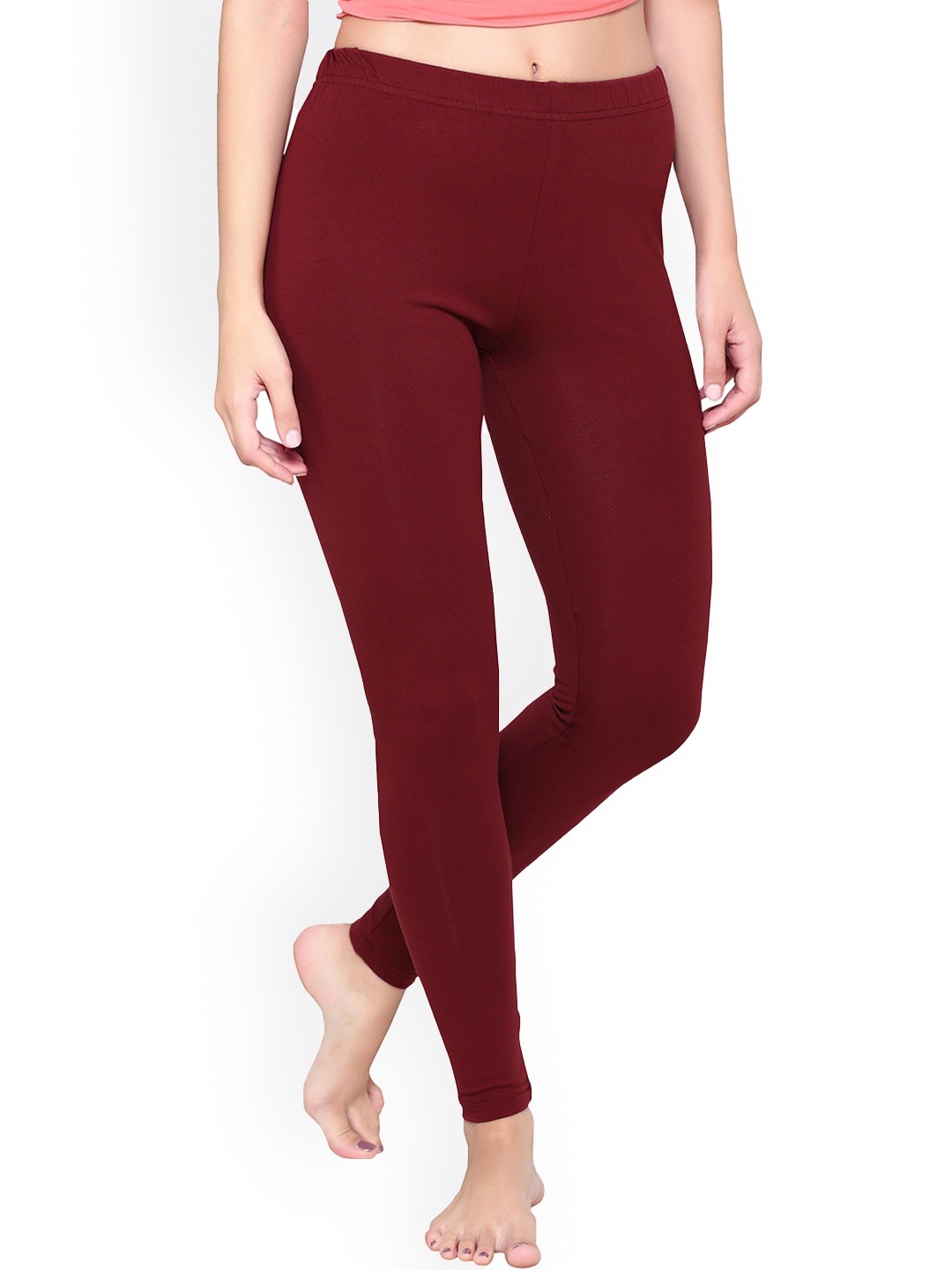 

Prag & Co Women Cotton Ankle-Length Leggings, Maroon