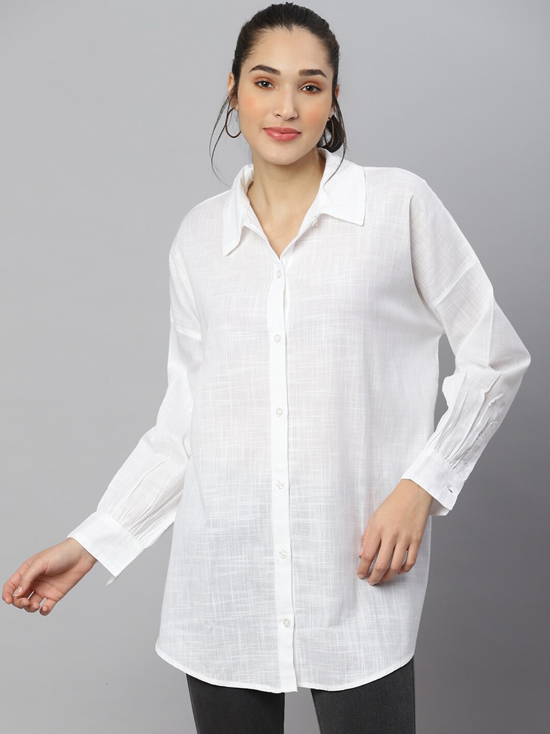 

ANAI Oversized Cotton Shirt Style Top, White