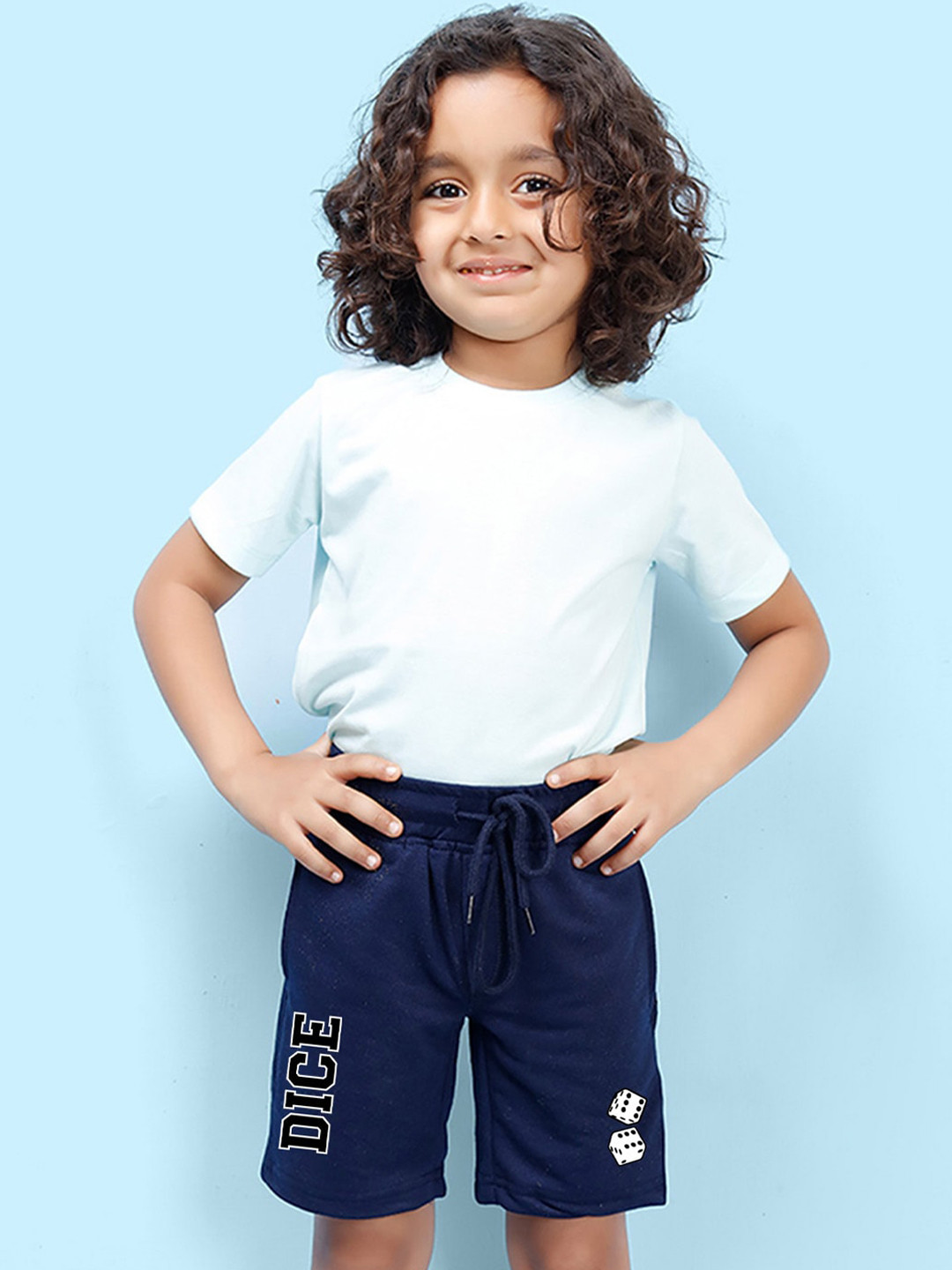 

NUSYL Boys Graphic Printed Mid-Rise Cotton Shorts, Navy blue