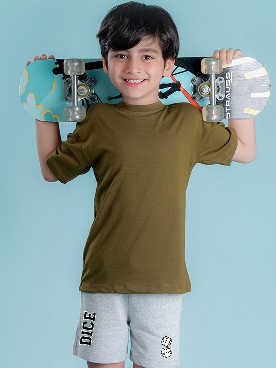 

NUSYL Boys Graphic Printed Cotton Shorts, Grey
