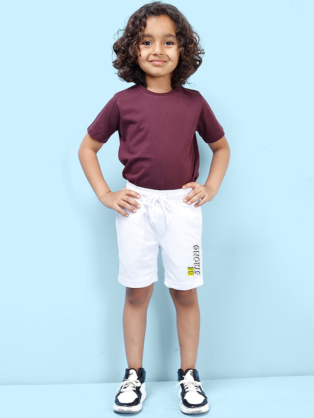 

NUSYL Boys Mid-Rise Typography Printed Cotton Shorts, White