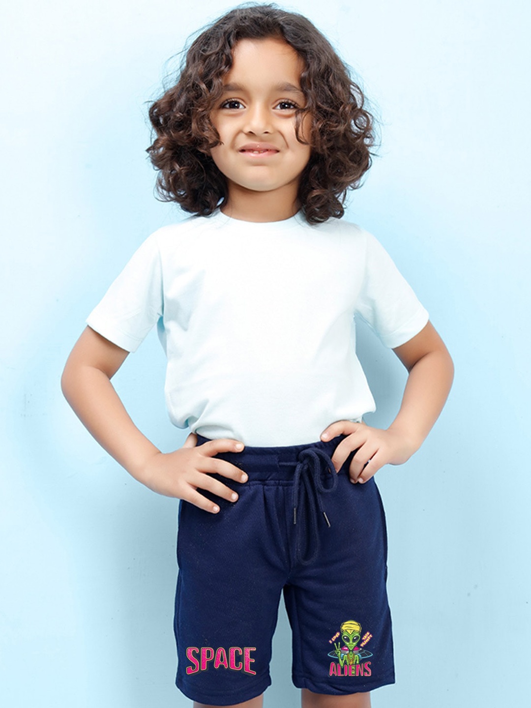 

NUSYL Boys Printed Mid Rise Cotton Shorts, Navy blue