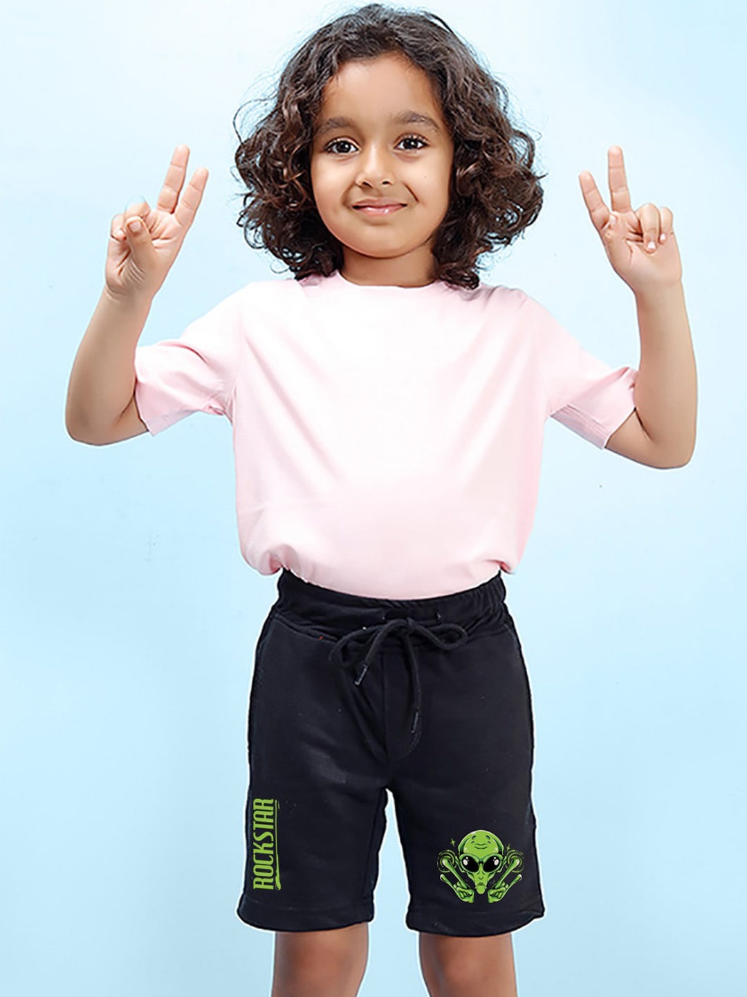

NUSYL Boys Printed Mid Rise Cotton Shorts, Black