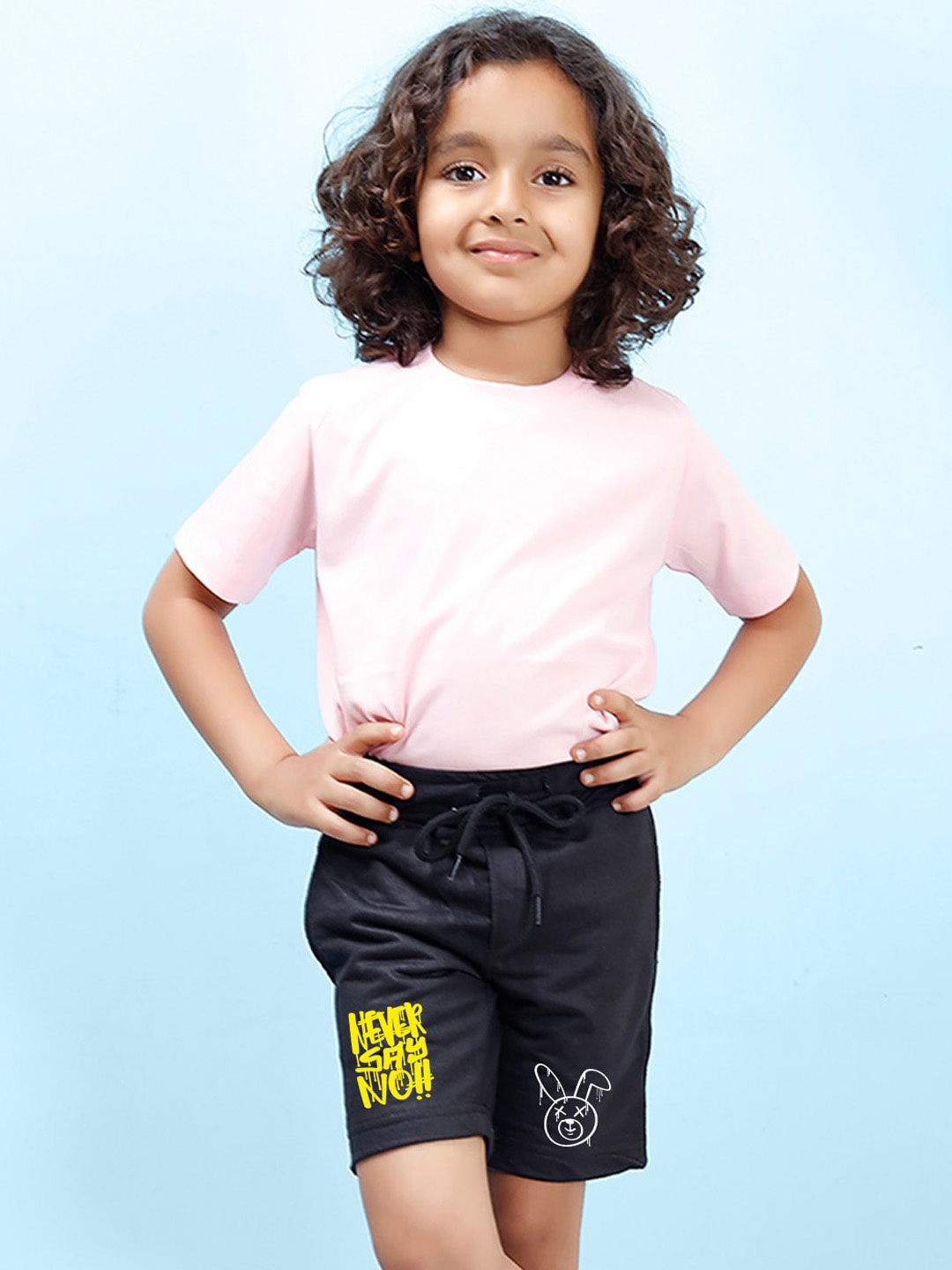 

NUSYL Boys Mid-Rise Printed Cotton Shorts, Black