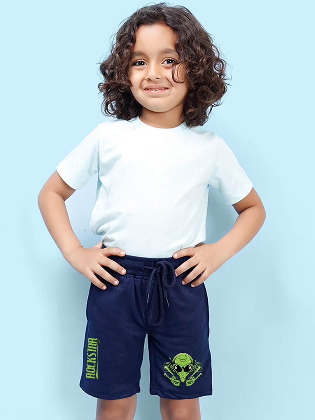 

NUSYL Boys Graphic Printed Cotton Shorts, Navy blue