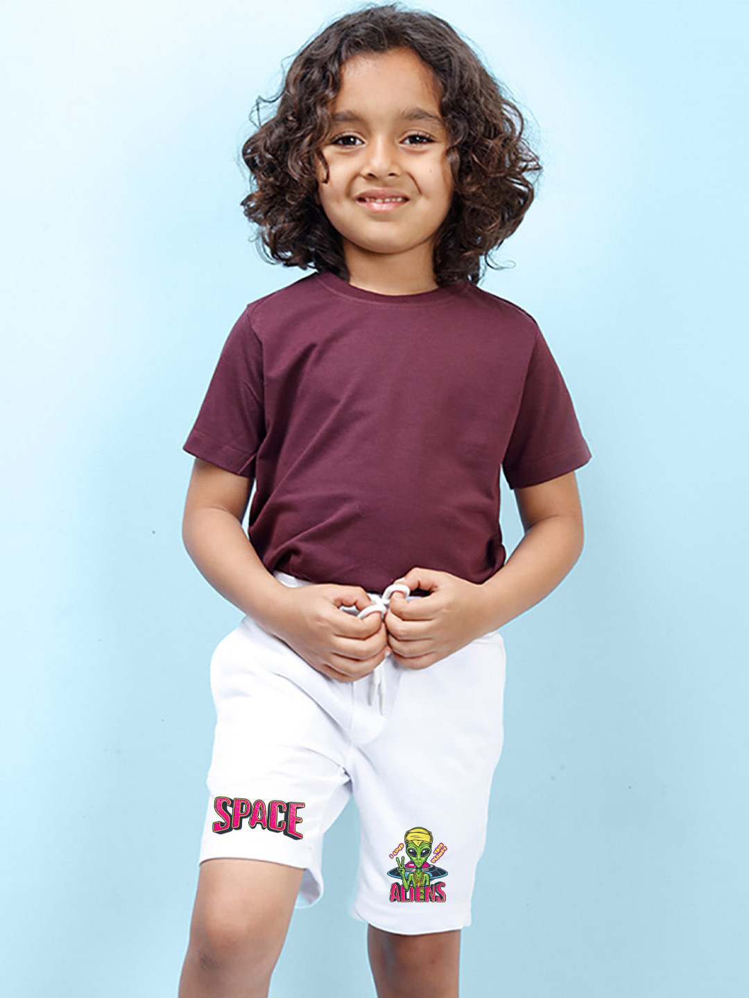 

NUSYL Boys Mid-Rise Graphic Printed Cotton Shorts, White