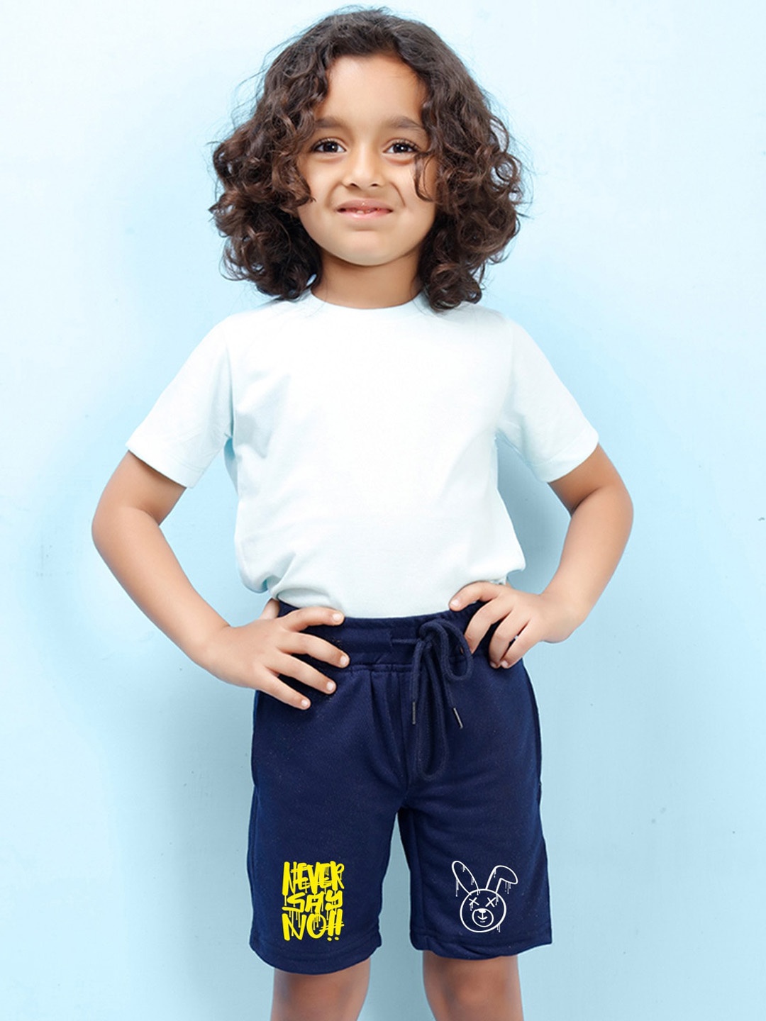 

NUSYL Boys Graphic Printed Mid-Rise Cotton Shorts, Navy blue