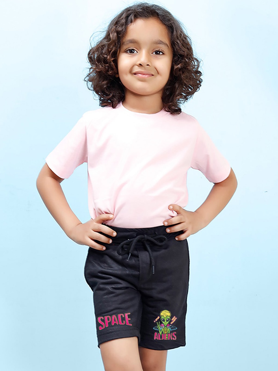 

NUSYL Boys Graphic Printed Mid-Rise Cotton Shorts, Black