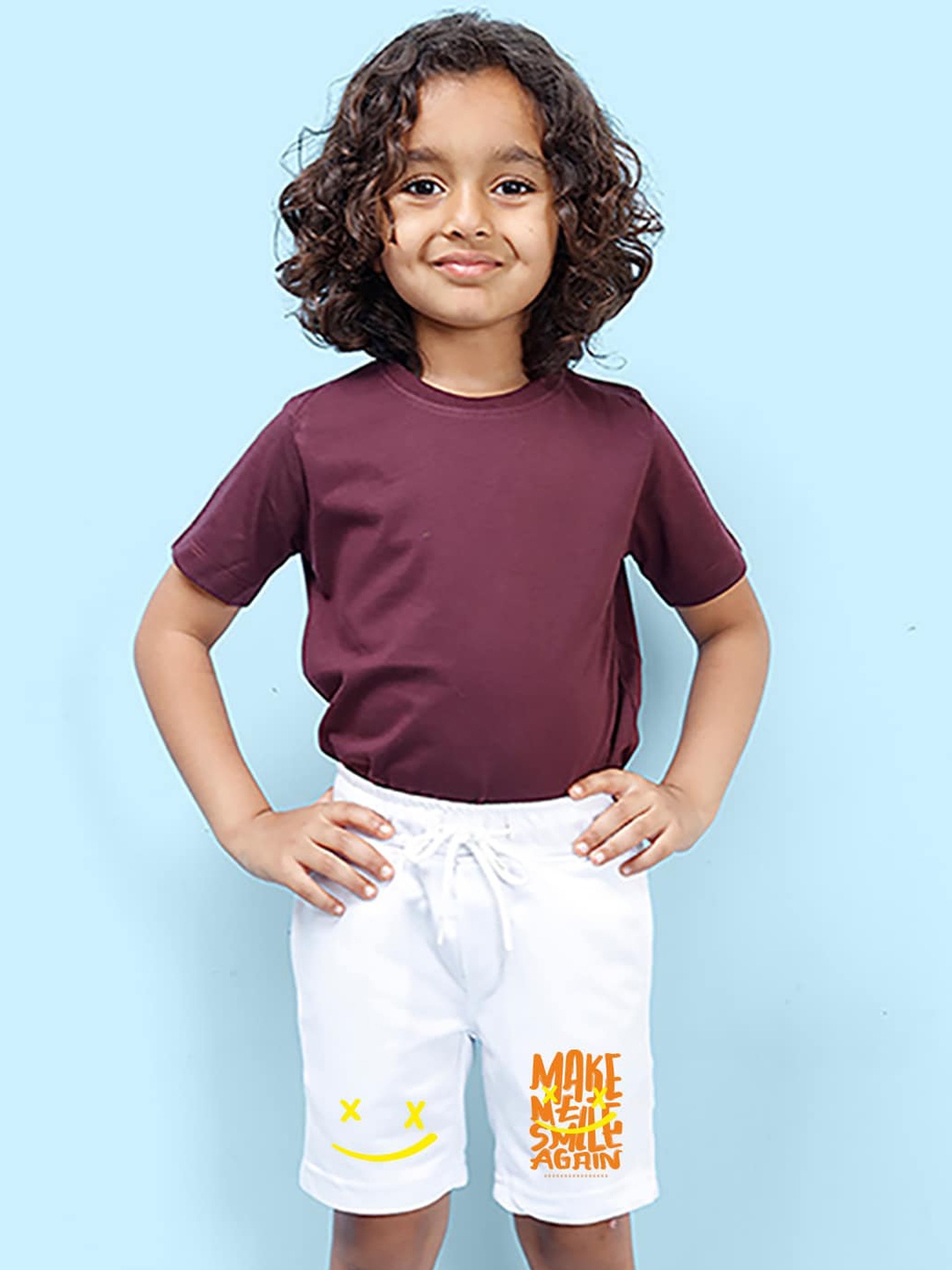 

NUSYL Boys Printed Mid Rise Cotton Shorts, White