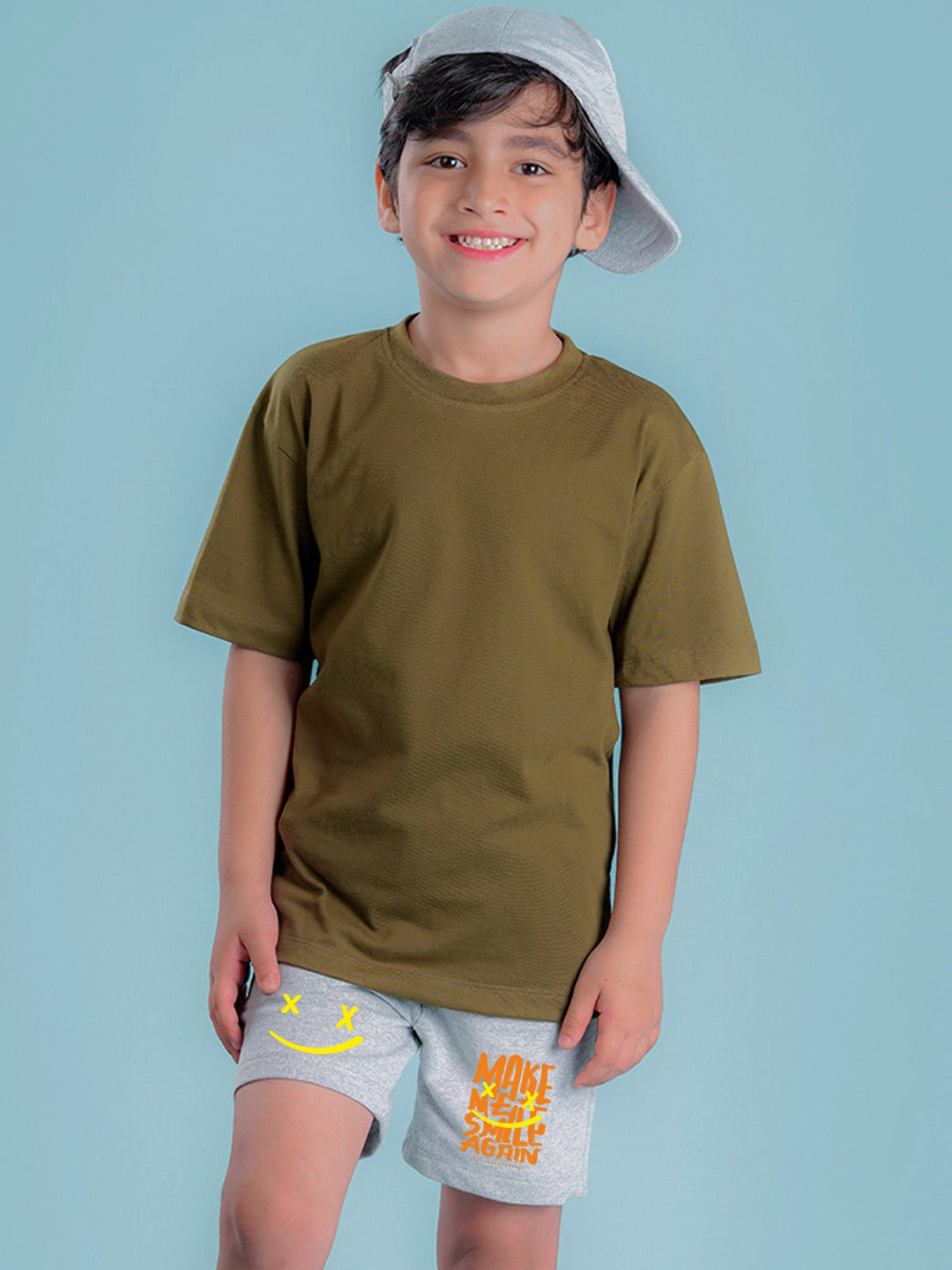 

NUSYL Boys Graphic Printed Mid-Rise Cotton Shorts, Grey