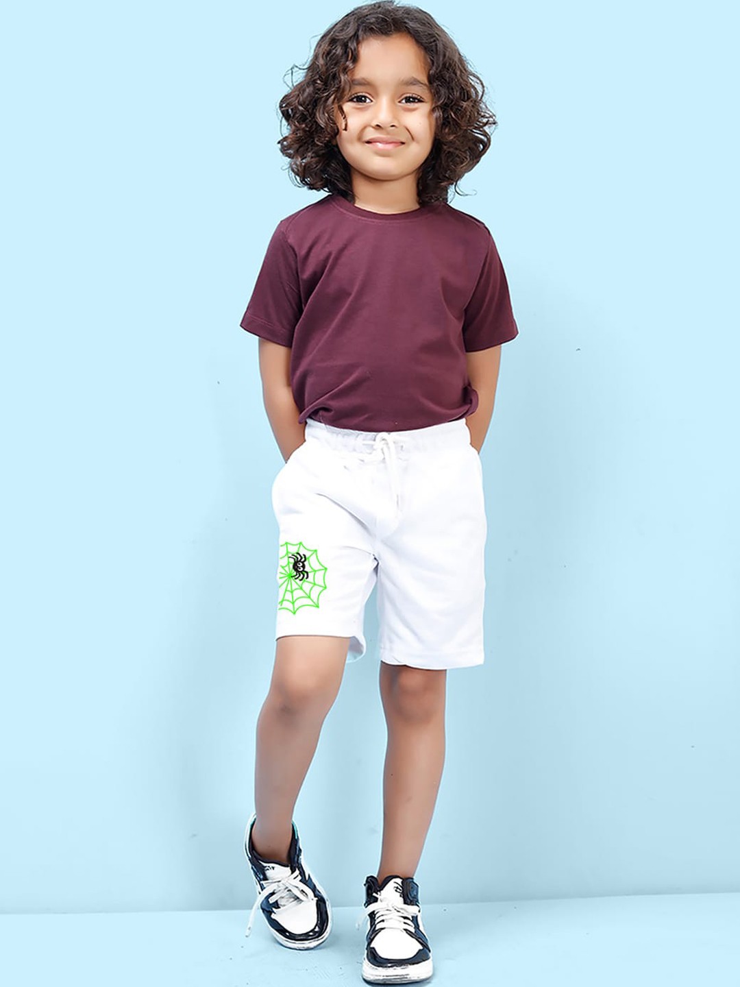 

NUSYL Boys Graphic Printed Cotton Shorts, White