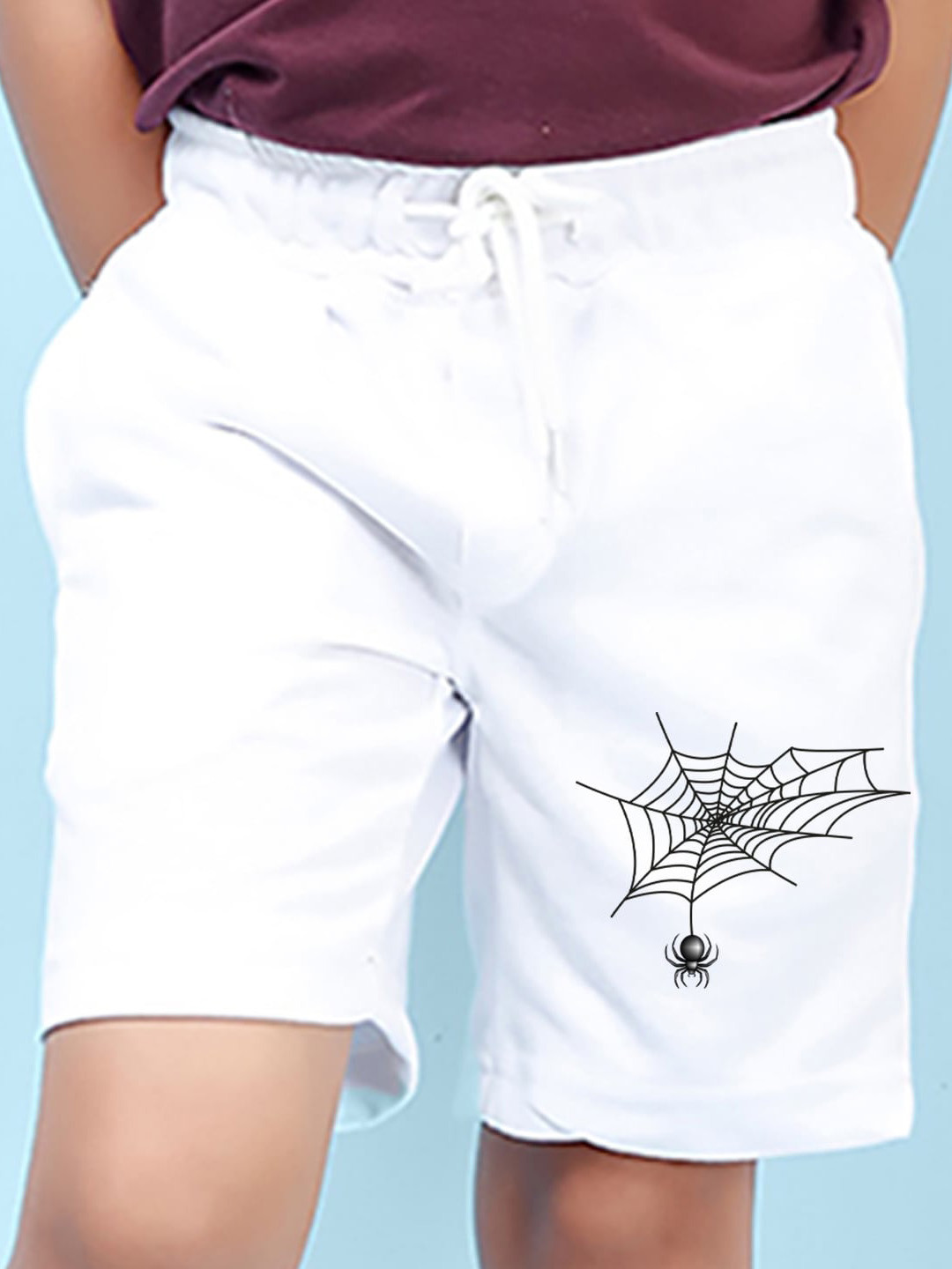 

NUSYL Boys Graphic Printed Mid-Rise Cotton Shorts, White