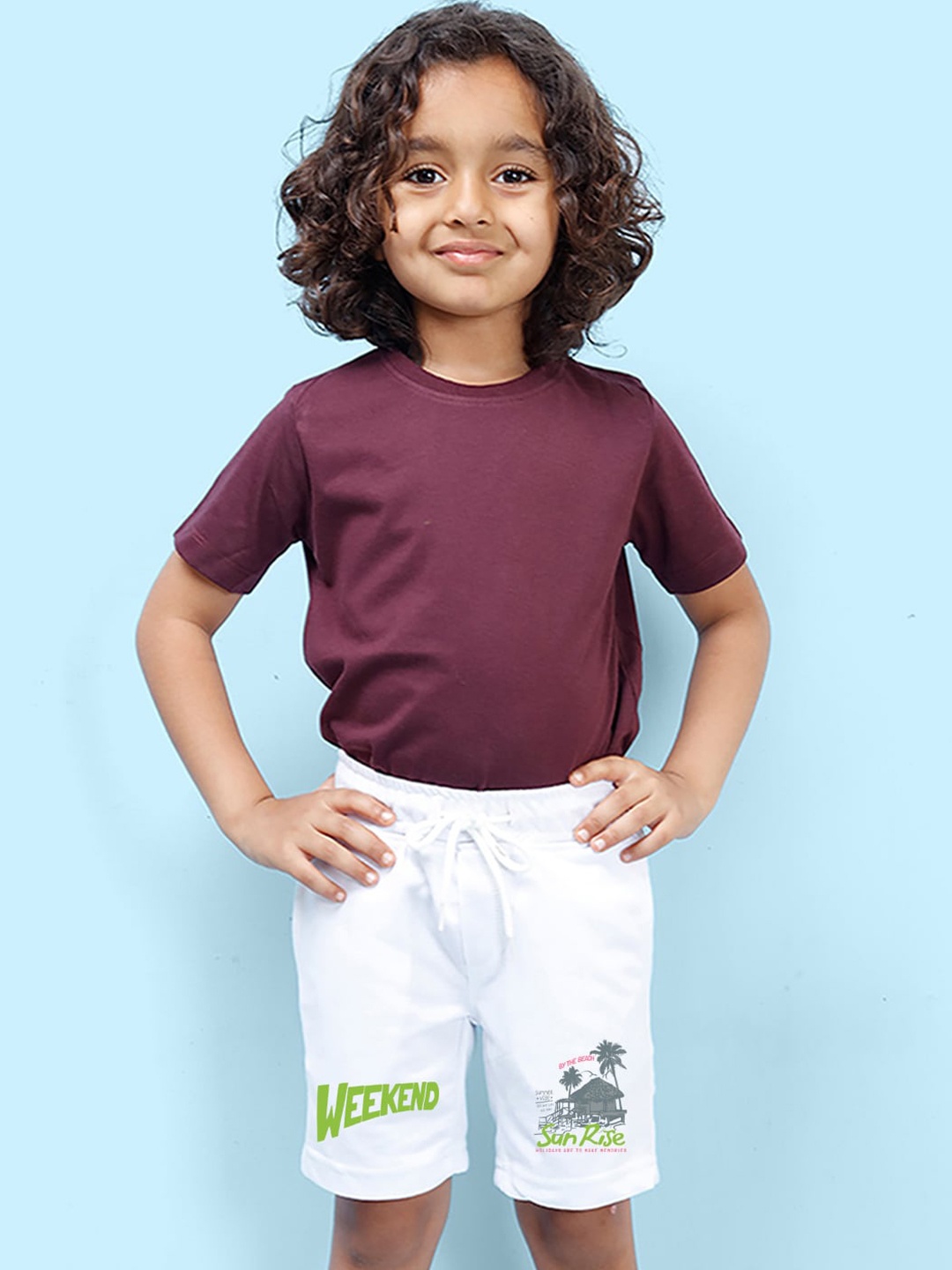 

NUSYL Boys Mid-Rise Printed Cotton Shorts, White