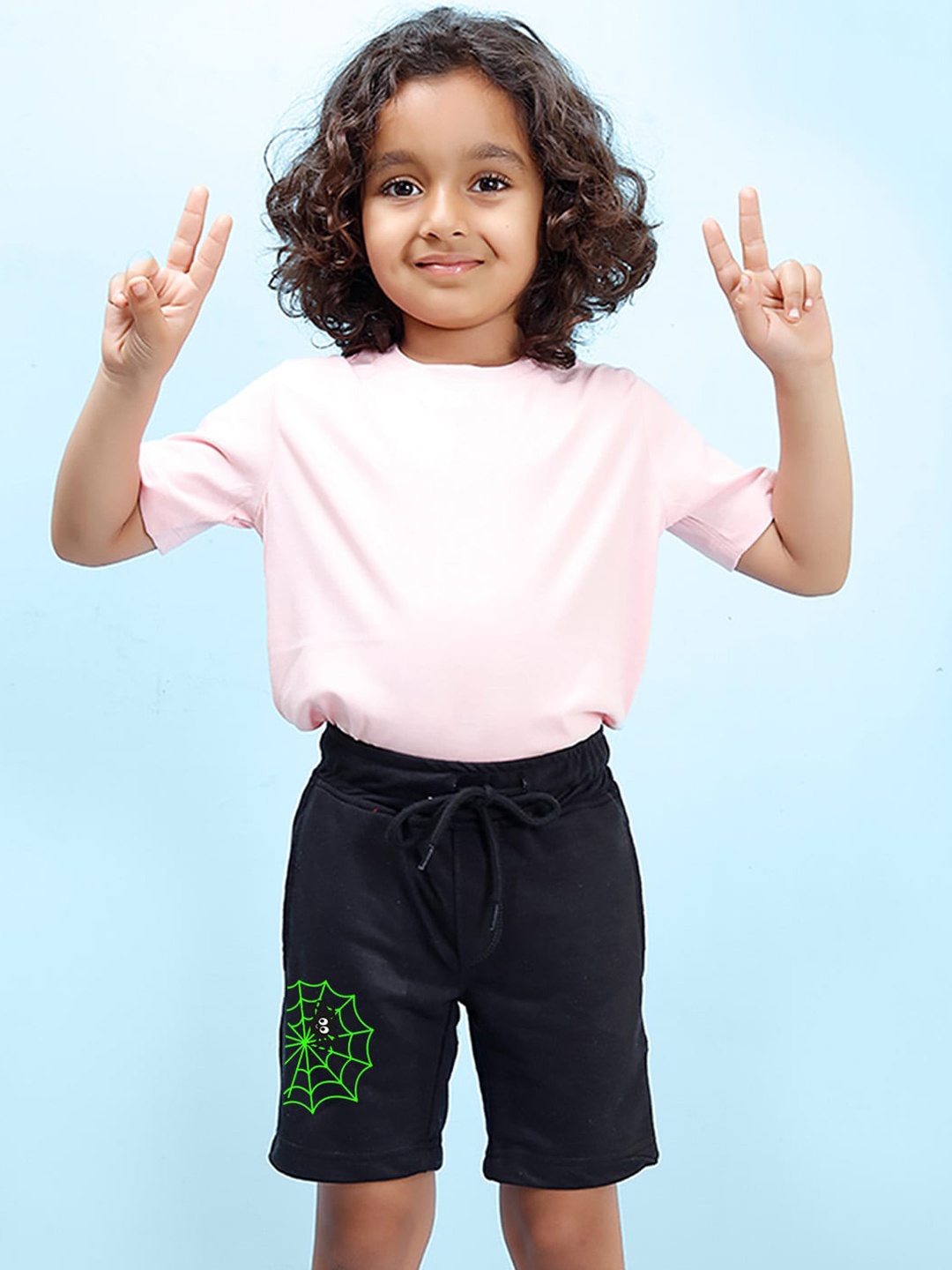 

NUSYL Boys Mid-Rise Printed Cotton Shorts, Black