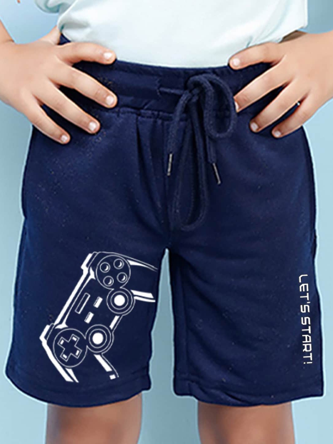 

NUSYL Boys Mid-Rise Cotton Denim Shorts, Navy blue