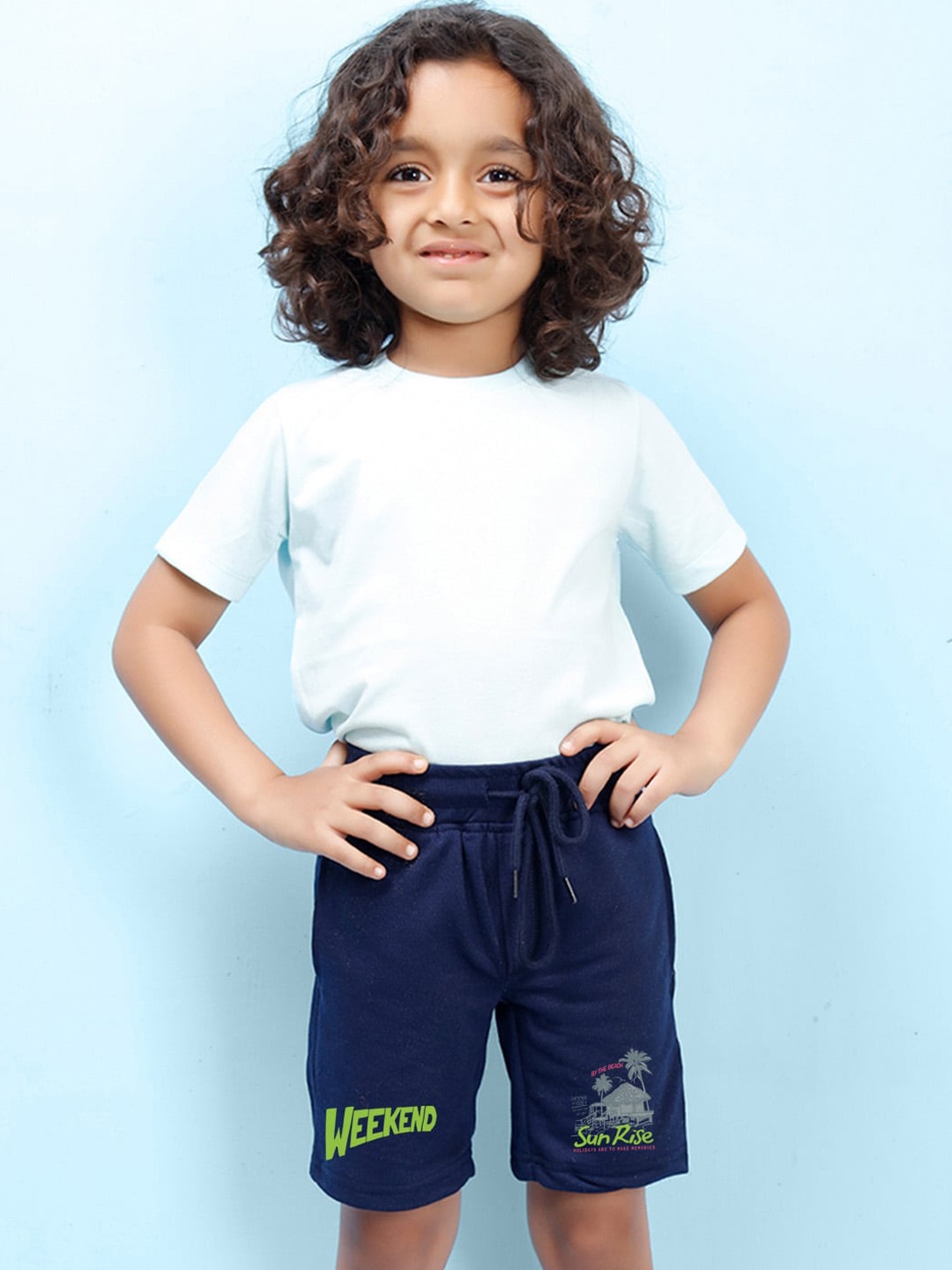 

NUSYL Boys Graphic Printed Cotton Shorts, Navy blue