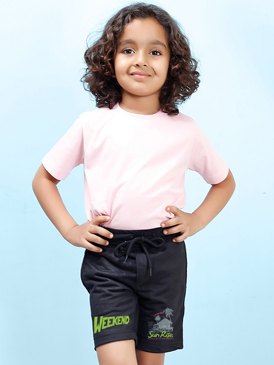 

NUSYL Boys Mid-Rise Cotton Shorts, Black