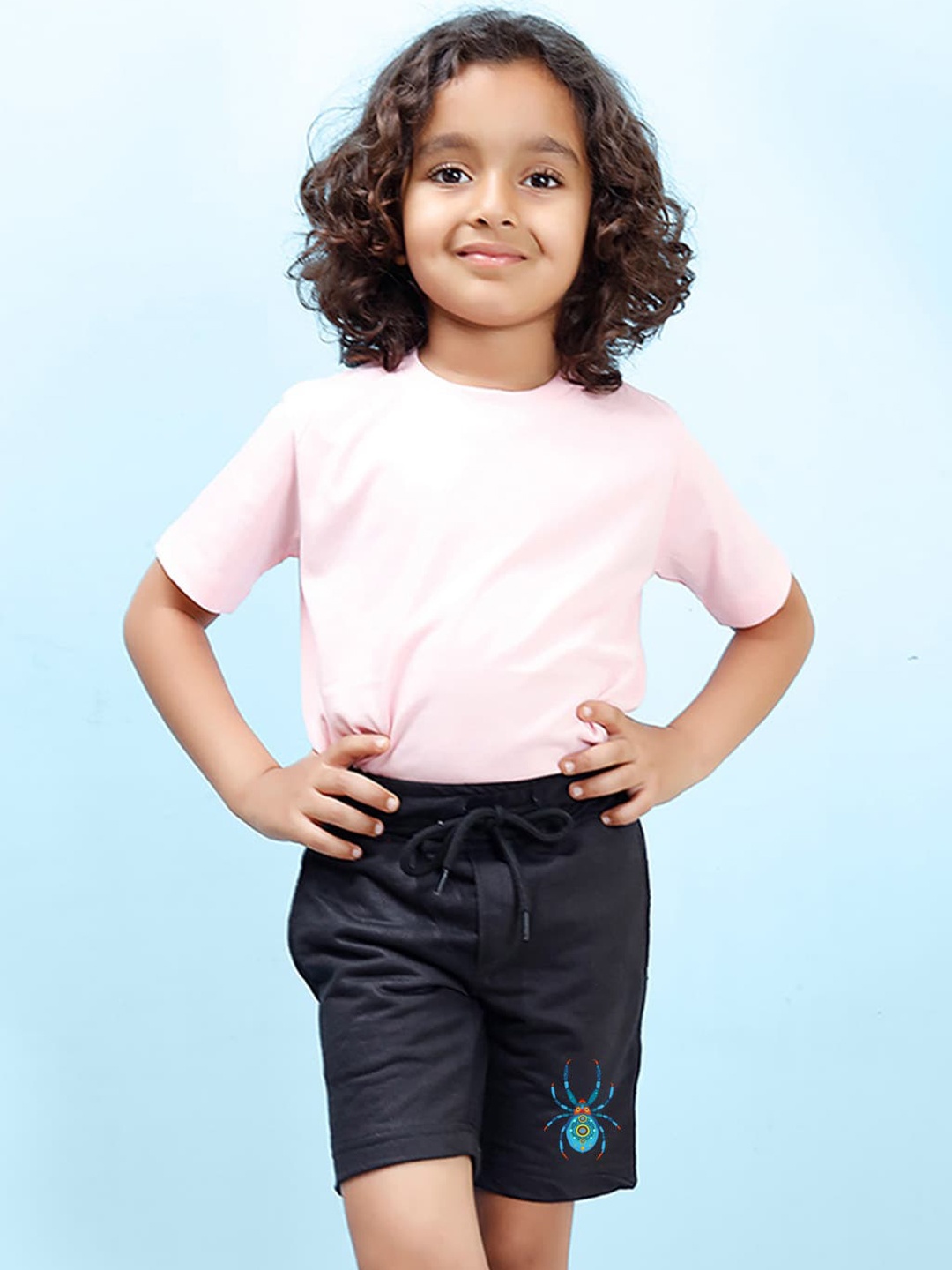 

NUSYL Boys Spider Icon Printed Cotton Shorts, Black