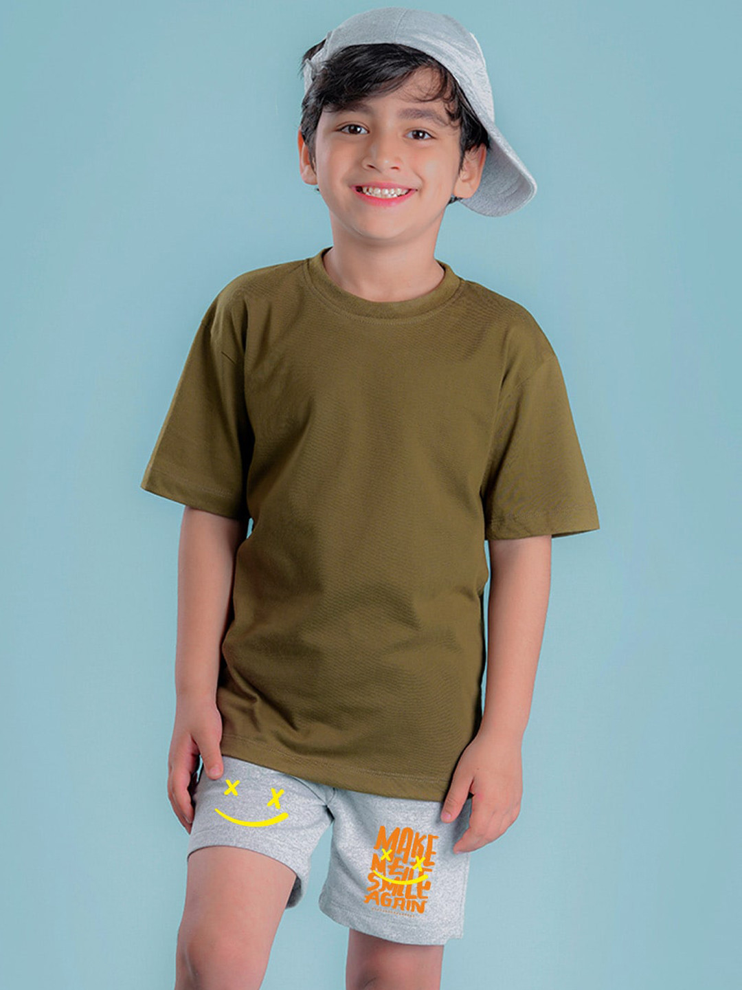 

NUSYL Boys Mid-Rise Graphic Printed Cotton Shorts, Grey