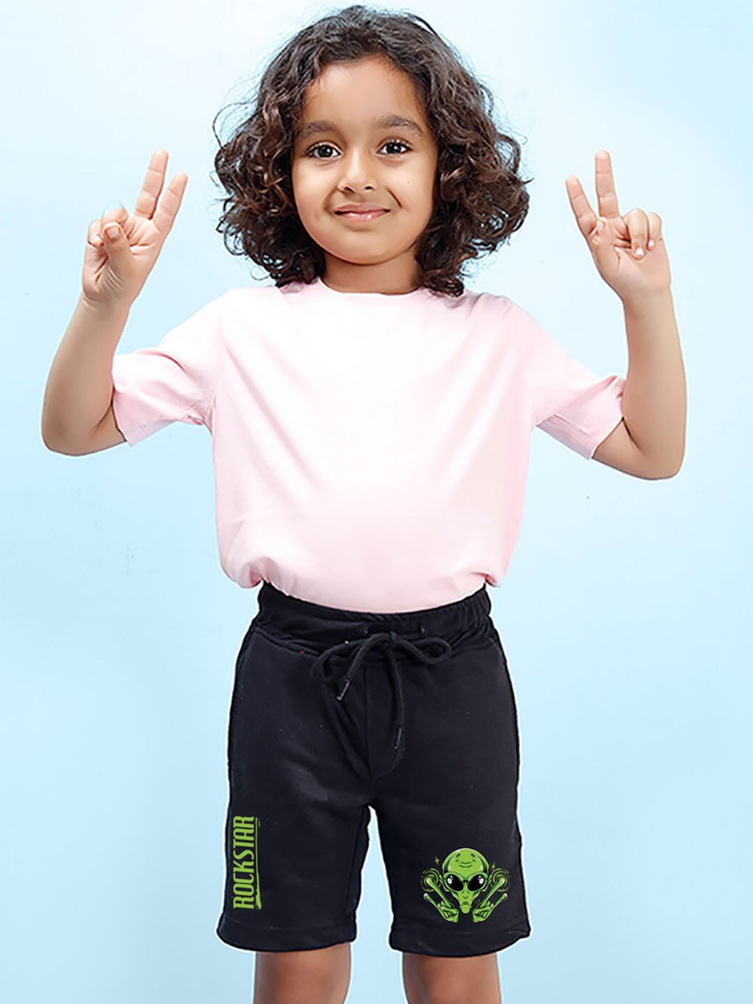 

NUSYL Boys Alien Printed Cotton Shorts, Black