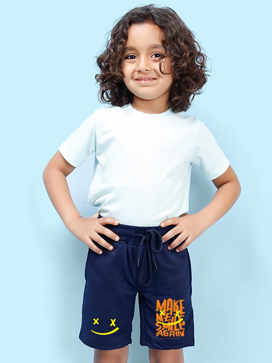 

NUSYL Boys Mid-Rise Printed Cotton Shorts, Navy blue
