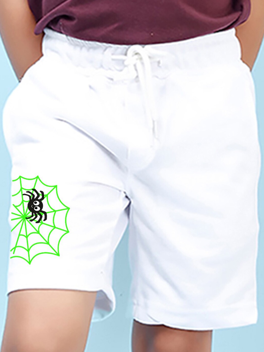 

NUSYL Boys Mid-Rise Cotton Shorts, White