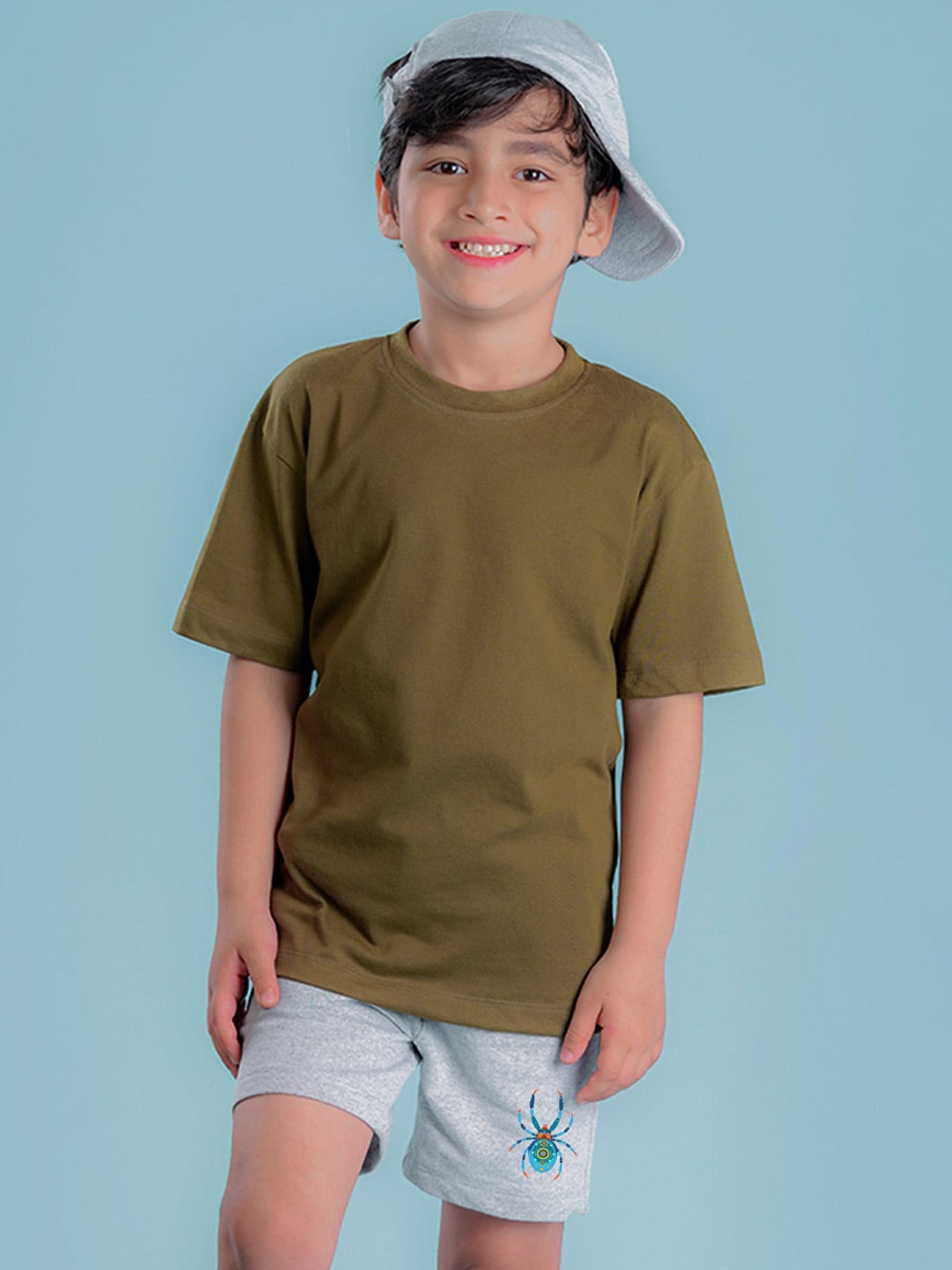 

NUSYL Boys Graphic Printed Mid-Rise Cotton Shorts, Grey