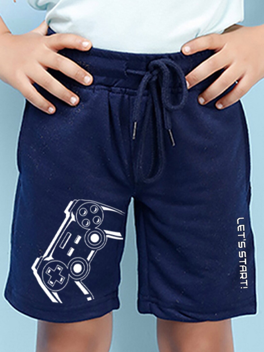 

NUSYL Boys Mid-Rise Cotton Shorts, Navy blue