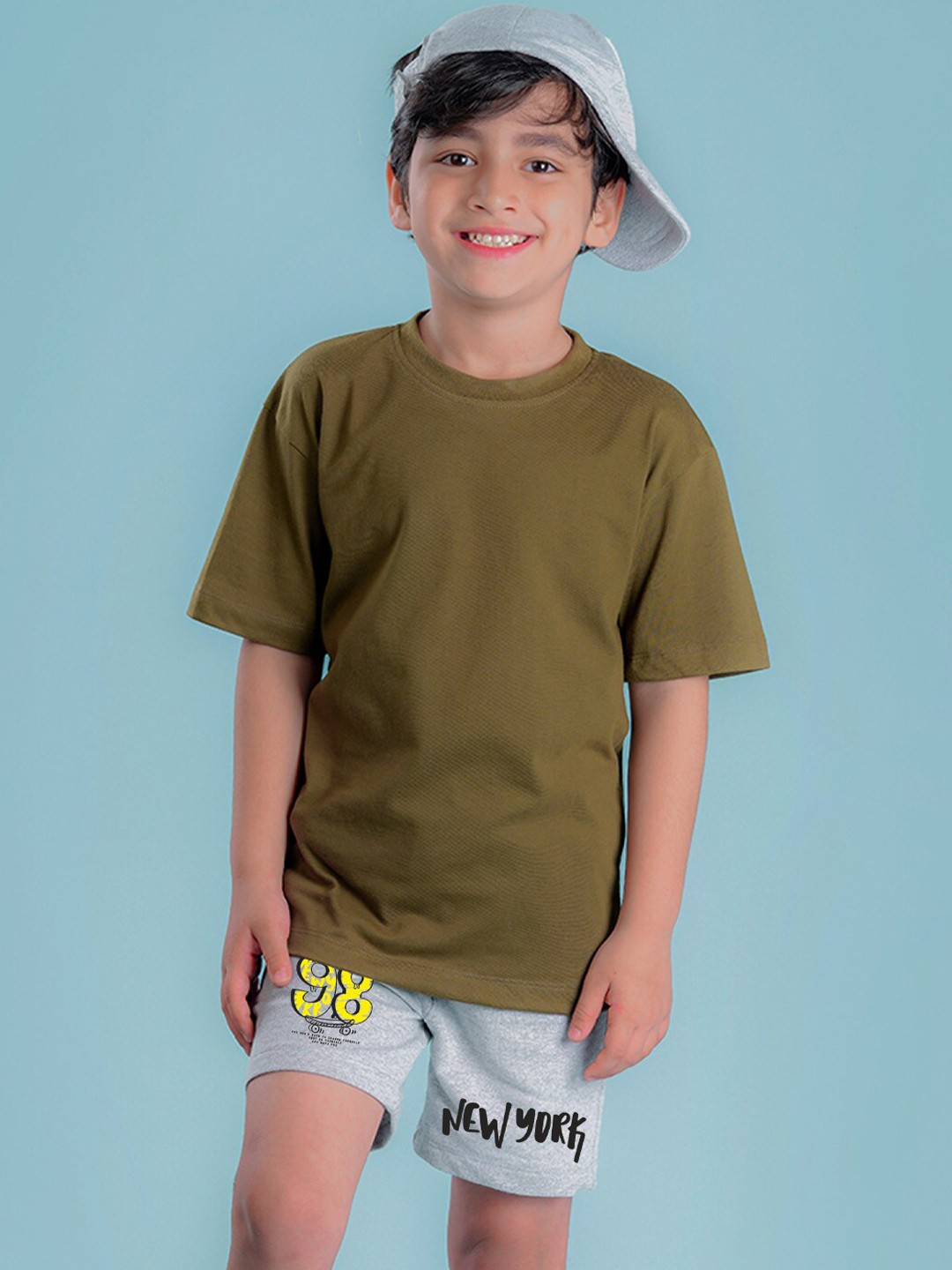 

NUSYL Boys Mid-Rise Cotton Shorts, Grey