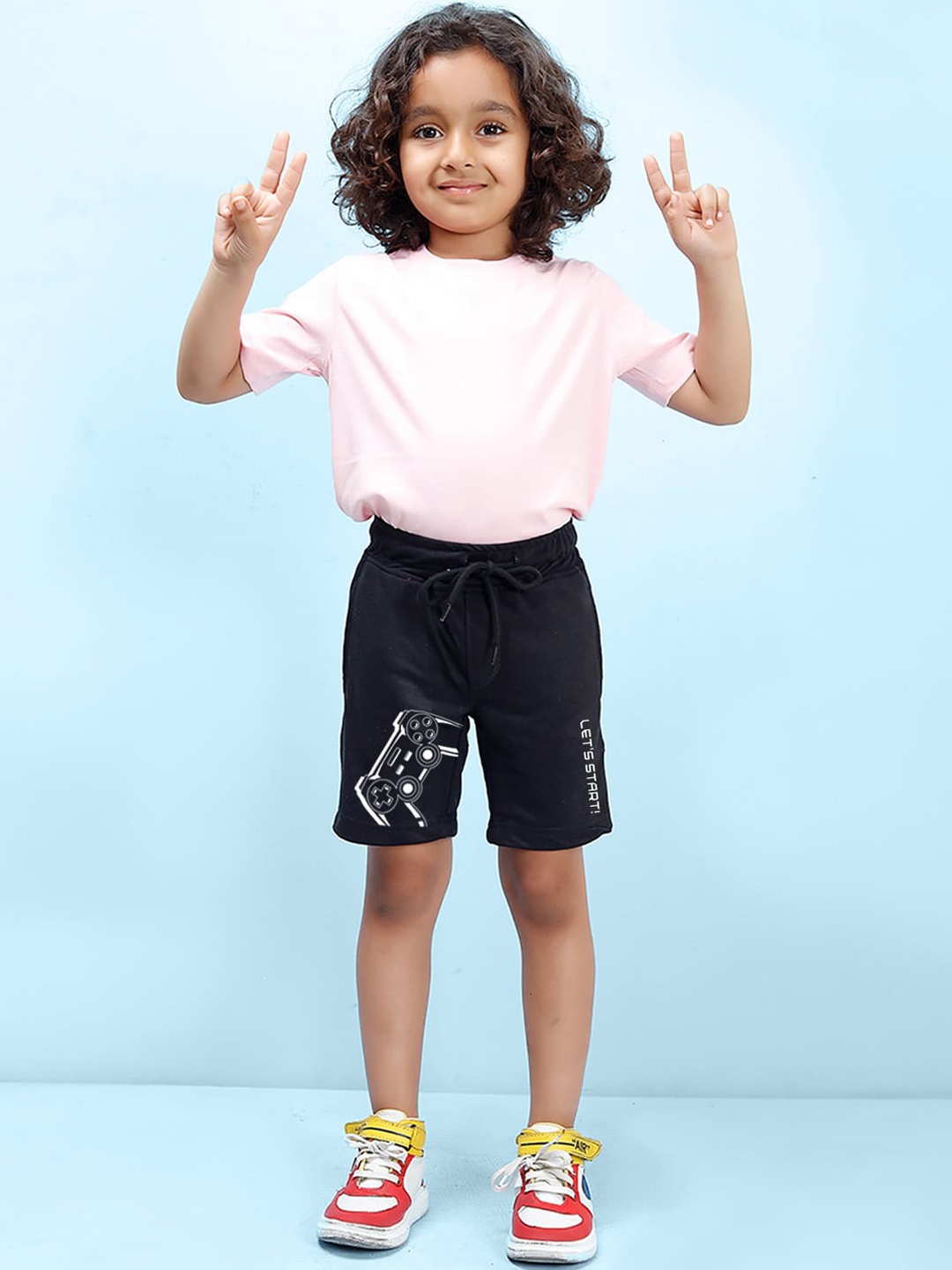

NUSYL Boys Mid-Rise Cotton Shorts, Black