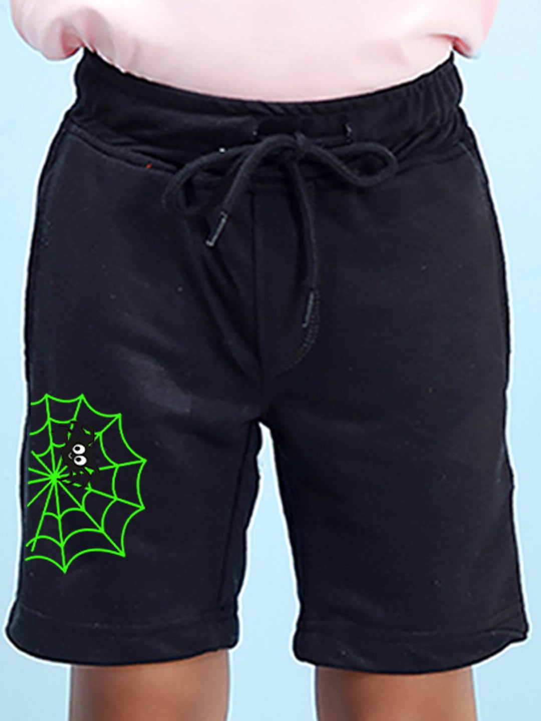 

NUSYL Boys Mid-Rise Printed Cotton Shorts, Black