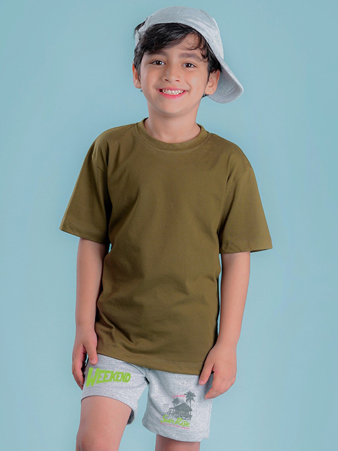 

NUSYL Boys Graphic Printed Mid-Rise Cotton Shorts, Grey