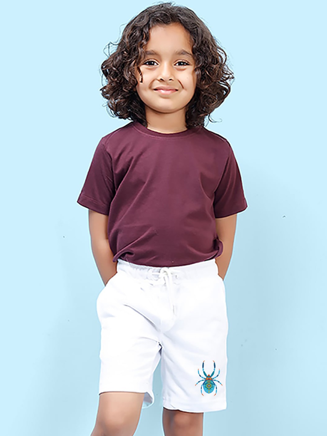 

NUSYL Boys Mid-Rise Graphic Printed Cotton Shorts, White