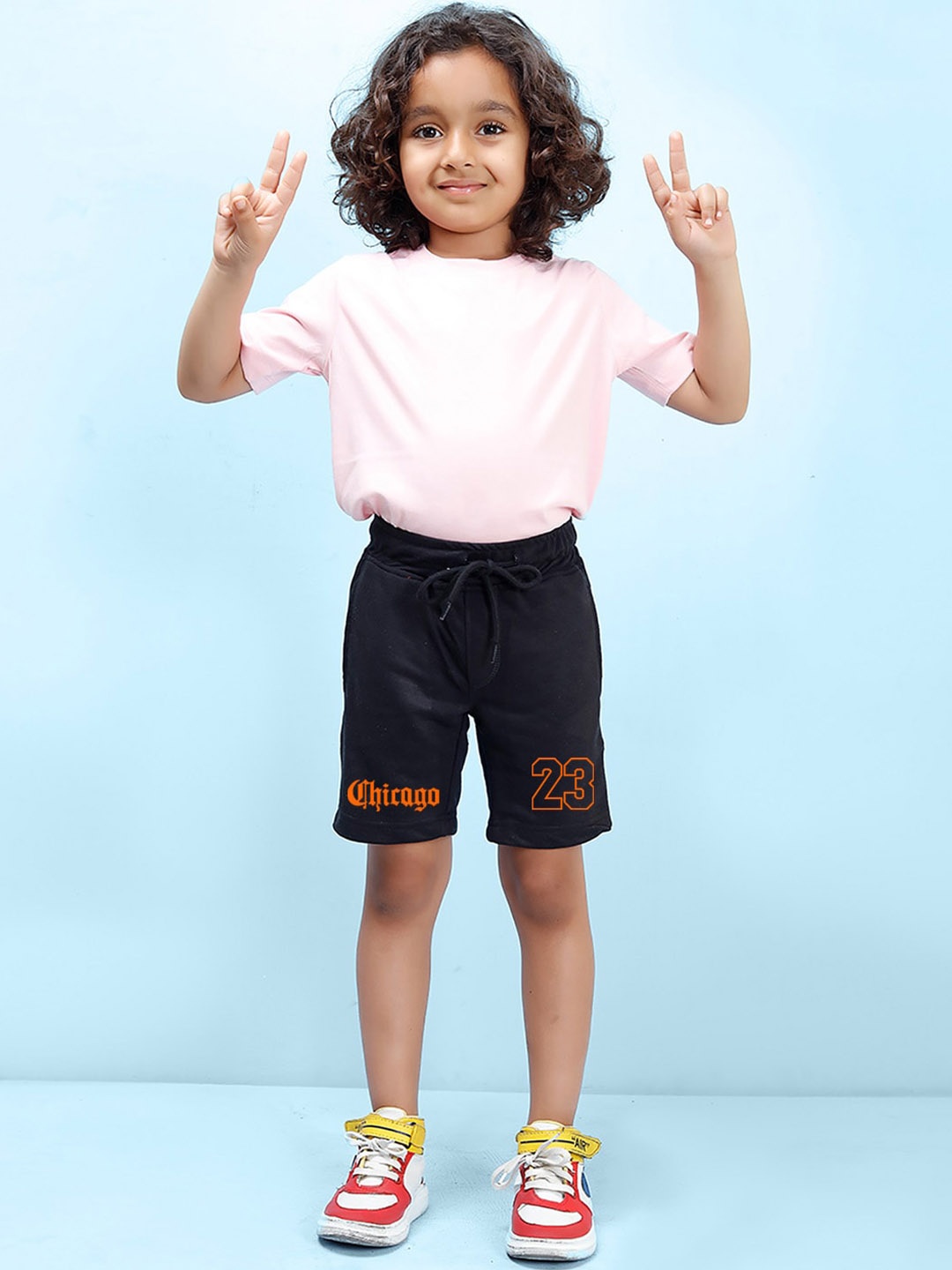 

NUSYL Boys Mid-Rise Typography Printed Cotton Shorts, Black