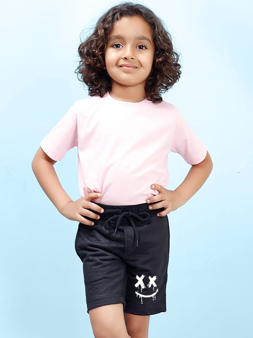 

NUSYL Boys Graphic Printed Mid-Rise Cotton Shorts, Black