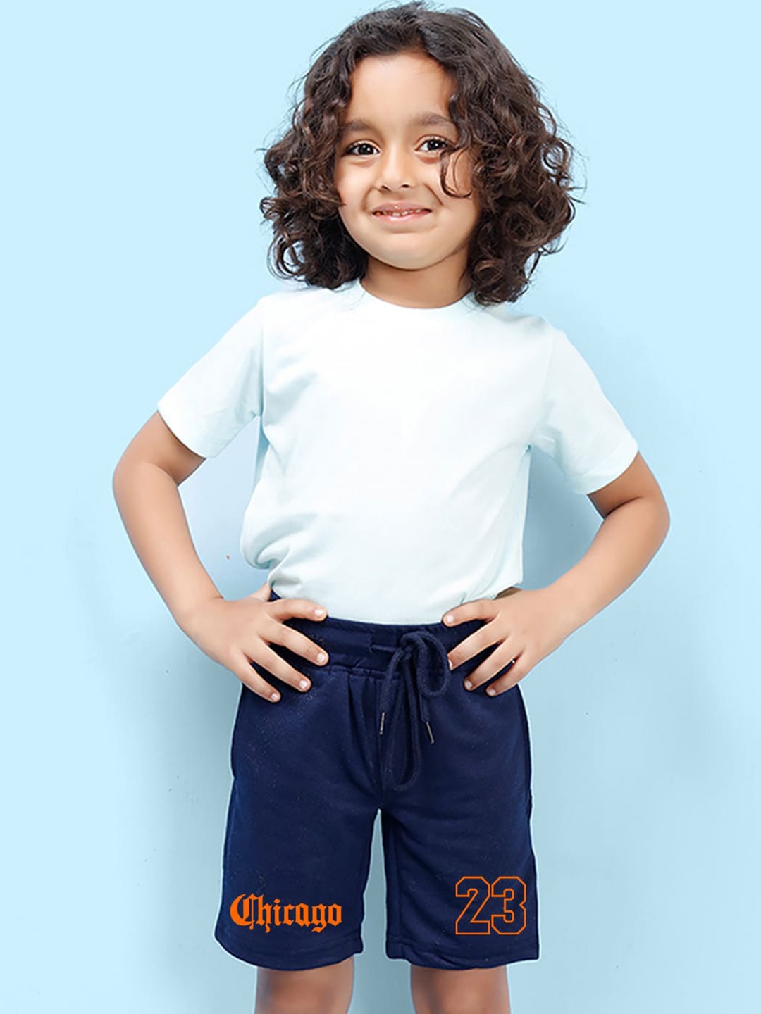 

NUSYL Boys Mid-Rise Cotton Shorts, Navy blue