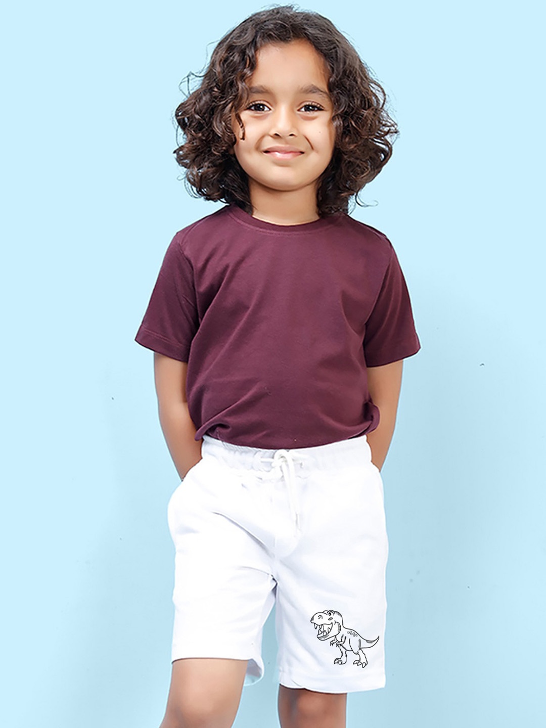 

NUSYL Boys Mid-Rise Graphic Printed Cotton Shorts, White