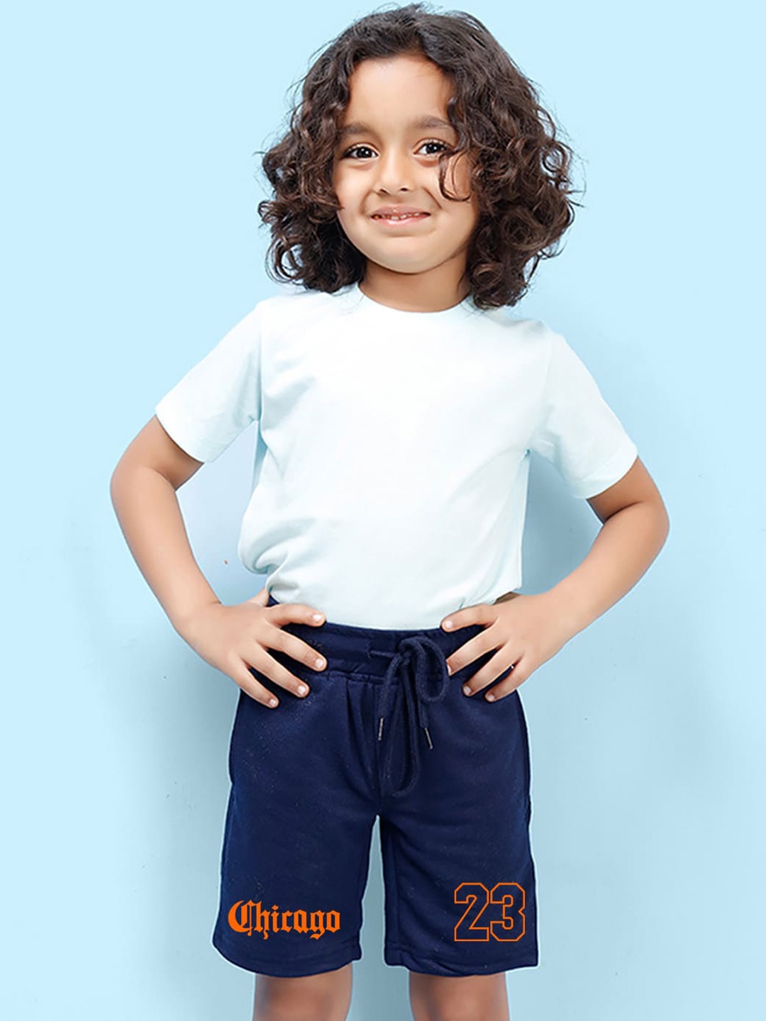

NUSYL Boys Mid-Rise Typography Printed Cotton Shorts, Navy blue