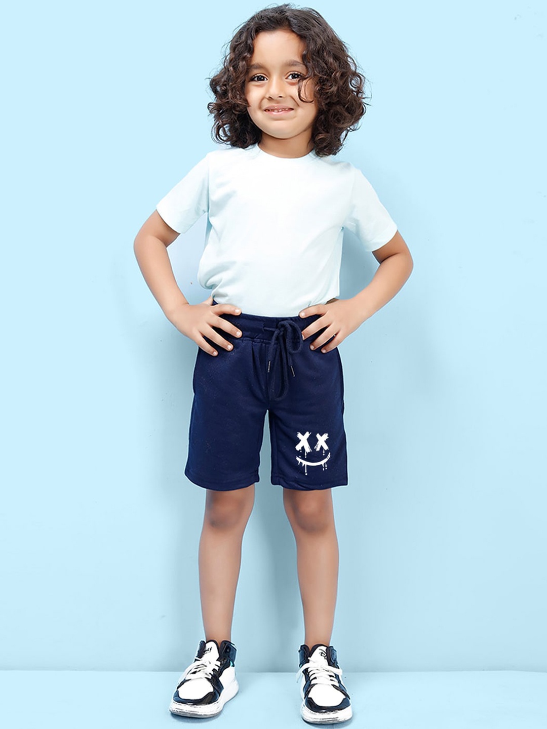 

NUSYL Boys Mid-Rise Cotton Shorts, Navy blue