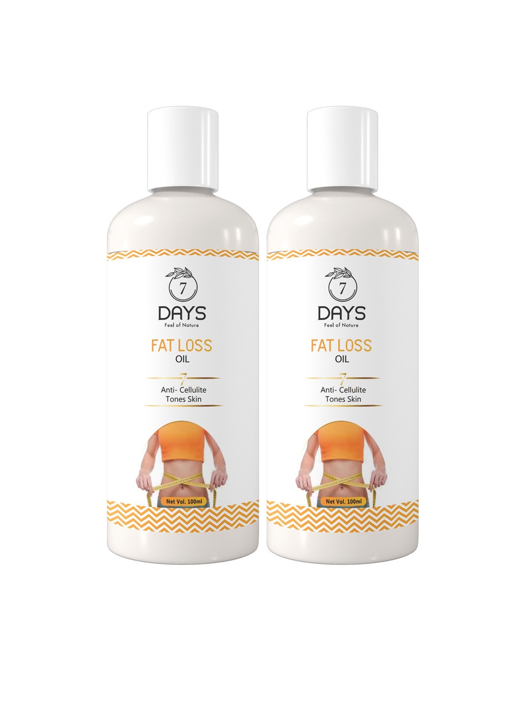 

7 DAYS Feel Of Nature Set Of 2 Anti-Cellulite Tones Skin Fat Loss Oil - 100ml Each, White